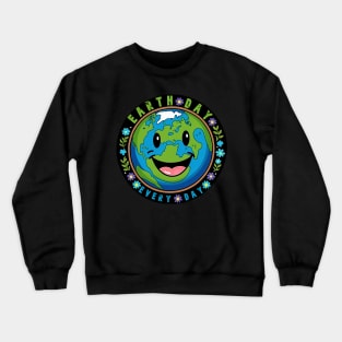 Earth Day Everyday Smile Face Hippie Planet Anniversary Crewneck Sweatshirt